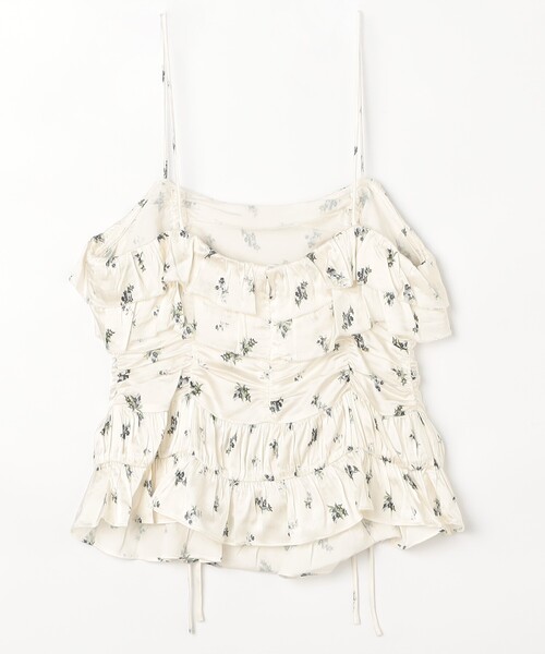 GANNI/ガニー Printed Satin Slip Top / W0274 / 小花柄 フリル