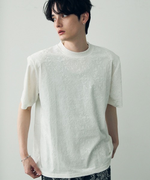 セール】velvet like power shoulder T-shirt / ベルベット
