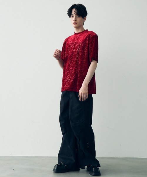 セール】velvet like power shoulder T-shirt / ベルベットライク