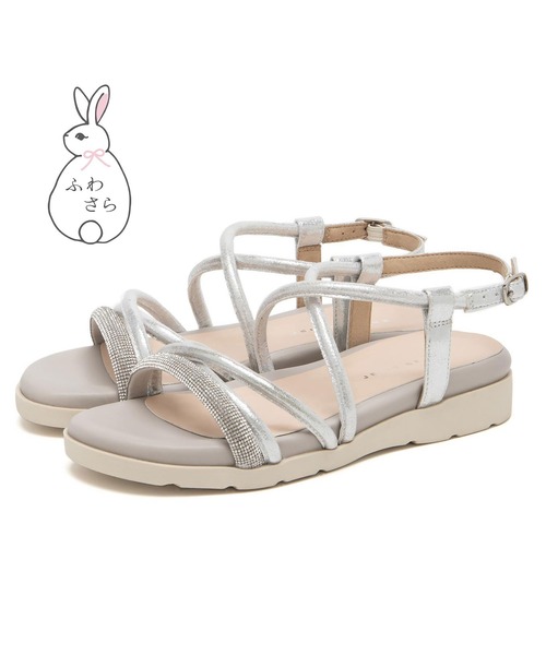 JELLY BEANS(ジェリービーンズ)の「<ふわさら>ナロークロスストラップフラットサンダル(204-53072)JELLY BEANS(ジェリービーンズ)(サンダル・レディース・ピンク/ブラック/シルバー・SS/S/M/L/LL)」の7枚目の写真