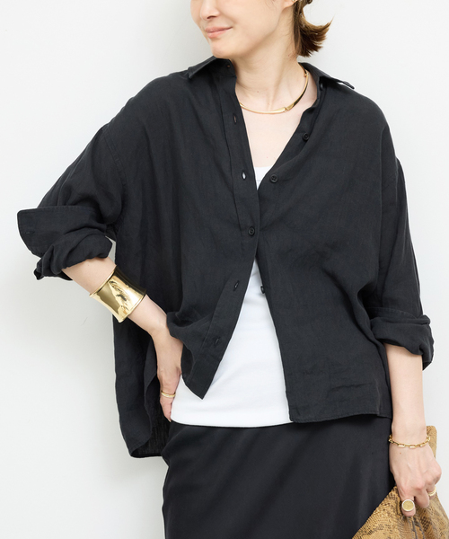Deuxieme Classe(ドゥーズィエムクラス)の「*Linen シャツ(シャツ/ブラウス・レディース・カーキ/ベージュ/ブラック/ホワイト・FREE)」の13枚目の写真