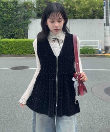 AS KNOW AS plus（アズノゥアズプラス）の「●ぺプラムジップVネックベスト（ベスト）」