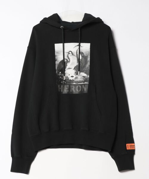 HERON PRESTON(ヘロンプレストン)の「HERON PRESTON/ヘロンプレストン/HALF TONE HERON HOODIE(パーカー・メンズ・ブラック・M)」の1枚目の写真