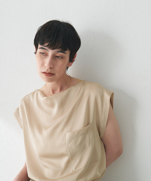 Whim Gazette レースブラウスノースリーブシャツ カーキ F Whim Gazette レースブラウスノースリーブシャツ カーキ F