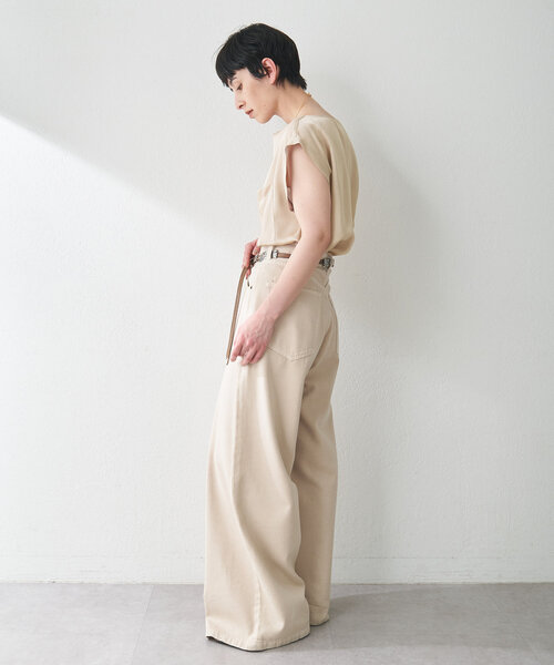 Whim Gazette（ウィムガゼット）の「サテンワッシャーノースリーブブラウス（シャツ/ブラウス・レディース・オフホワイト/ベージュ/ネイビー・FREE）」の15枚目の写真