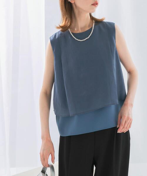 URBAN RESEARCH ROSSO WOMEN(アーバンリサーチ ロッソ)の「シアーチンツレイヤードブラウス(シャツ/ブラウス・レディース・ブルー系その他/ホワイト/ピンク系その他・FREE)」の6枚目の写真