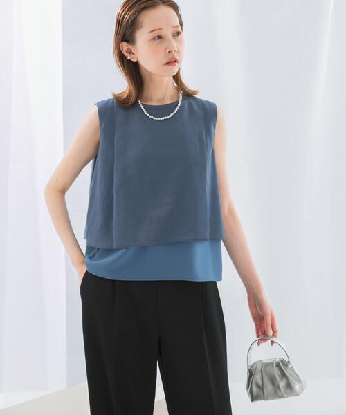 URBAN RESEARCH ROSSO WOMEN(アーバンリサーチ ロッソ)の「シアーチンツレイヤードブラウス(シャツ/ブラウス・レディース・ブルー系その他/ホワイト/ピンク系その他・FREE)」の7枚目の写真