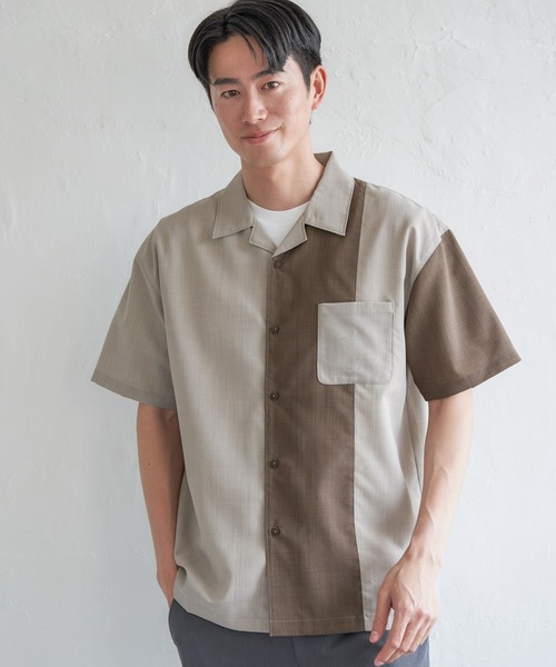 ikka(イッカ)の「リネンライク切り替えオープンカラーシャツ(シャツ/ブラウス・メンズ・ベージュ/グレー/ネイビー・XL/L/M/S)」の11枚目の写真