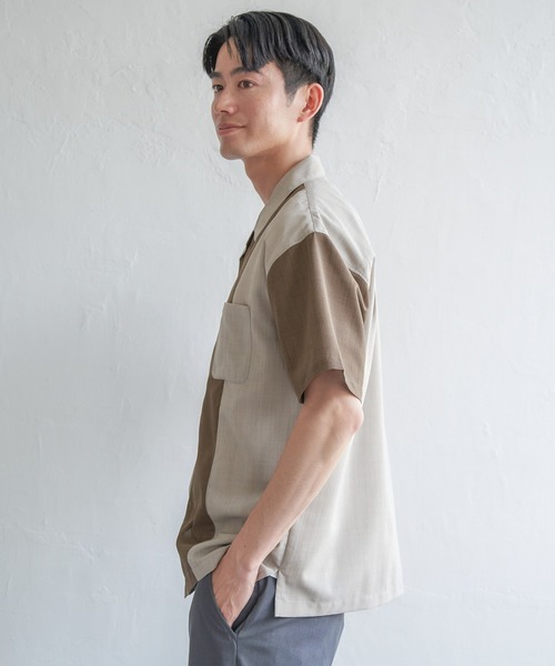 ikka(イッカ)の「リネンライク切り替えオープンカラーシャツ(シャツ/ブラウス・メンズ・ベージュ/グレー/ネイビー・XL/L/M/S)」の12枚目の写真