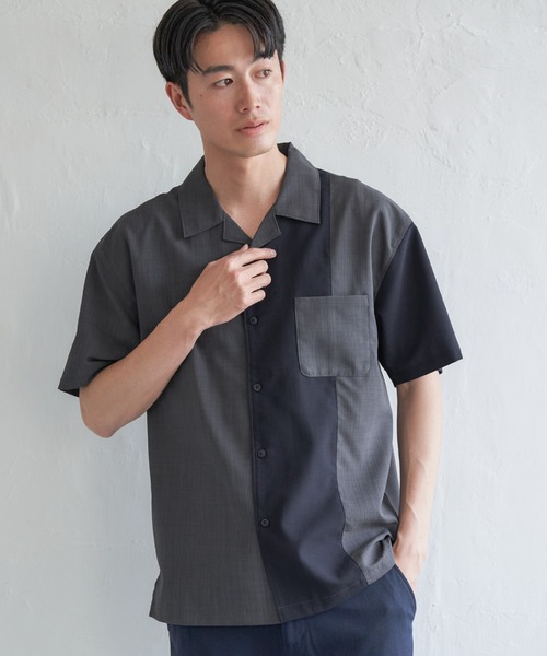 ikka(イッカ)の「リネンライク切り替えオープンカラーシャツ(シャツ/ブラウス・メンズ・ベージュ/グレー/ネイビー・XL/L/M/S)」の10枚目の写真
