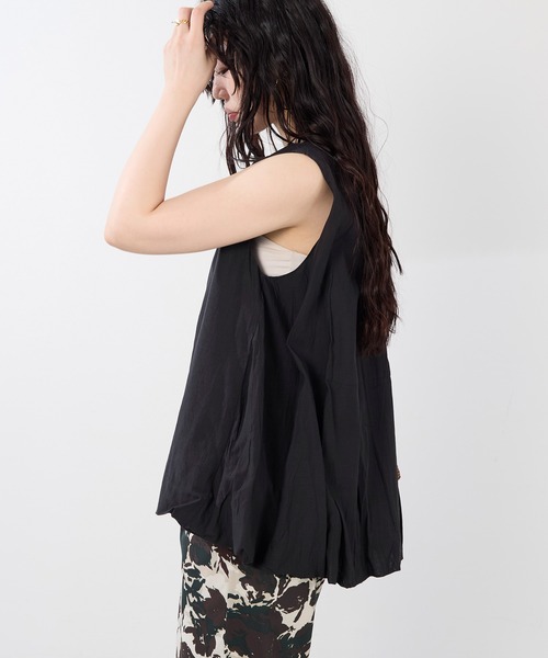 normment（ノーメント）の「【normment】バルーンノースリーブブラウス-BALLOON N/S BLOUSE（シャツ/ブラウス・レディース・オリーブ/ブラック・FREE）」の6枚目の写真