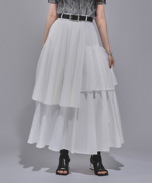 HARE(ハレ)の「ジャガードプリーツレイヤースカート(HARE)(スカート・レディース・ホワイト/ブルー/ブラック・FREE)」の2枚目の写真