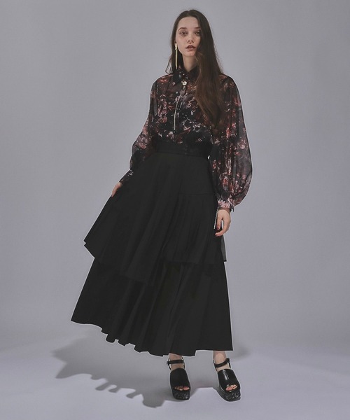 HARE(ハレ)の「ジャガードプリーツレイヤースカート(HARE)(スカート・レディース・ホワイト/ブルー/ブラック・FREE)」の8枚目の写真