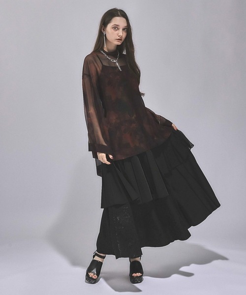 HARE(ハレ)の「ジャガードプリーツレイヤースカート(HARE)(スカート・レディース・ホワイト/ブルー/ブラック・FREE)」の9枚目の写真