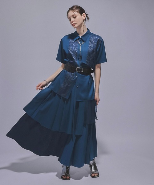 HARE(ハレ)の「ジャガードプリーツレイヤースカート(HARE)(スカート・レディース・ホワイト/ブルー/ブラック・FREE)」の11枚目の写真