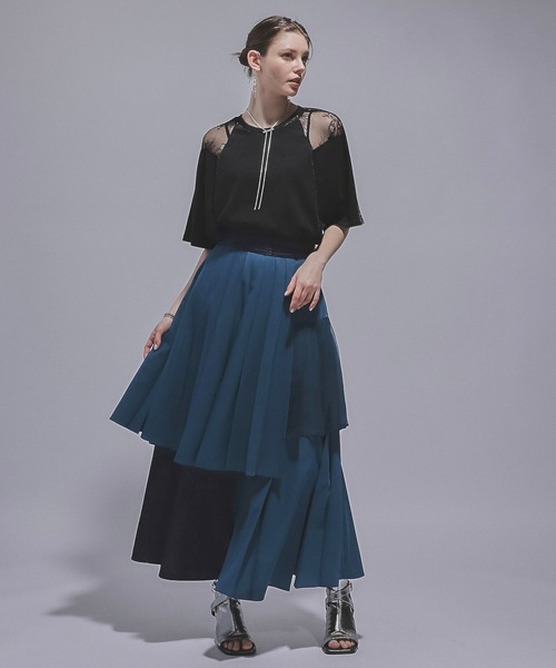 HARE(ハレ)の「ジャガードプリーツレイヤースカート(HARE)(スカート・レディース・ホワイト/ブルー/ブラック・FREE)」の12枚目の写真