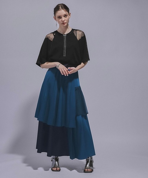 HARE(ハレ)の「ジャガードプリーツレイヤースカート(HARE)(スカート・レディース・ホワイト/ブルー/ブラック・FREE)」の13枚目の写真