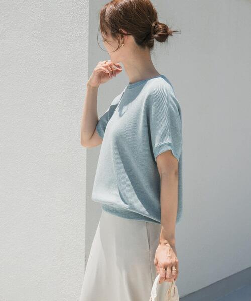 URBAN RESEARCH DOORS（アーバンリサーチドアーズ）の「タックフライスフレンチTシャツ（Tシャツ/カットソー・レディース・ホワイト系その他/ネイビー/ナチュラル/ライトブルー・MEDIUM）」の5枚目の写真