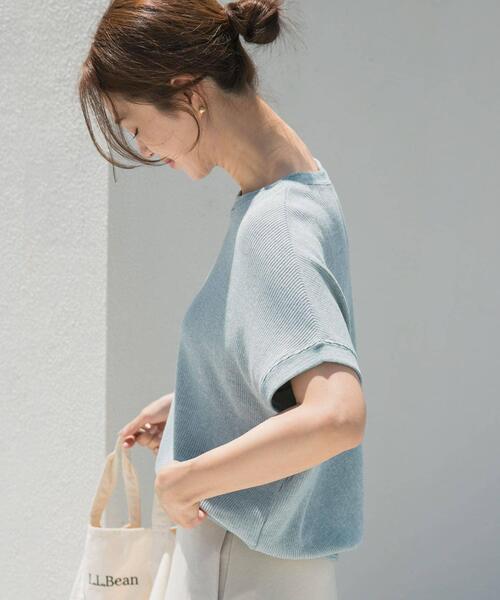 URBAN RESEARCH DOORS（アーバンリサーチドアーズ）の「タックフライスフレンチTシャツ（Tシャツ/カットソー・レディース・ホワイト系その他/ネイビー/ナチュラル/ライトブルー・MEDIUM）」の6枚目の写真