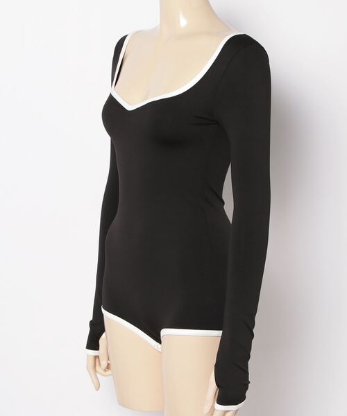 DLESS（ドレス）の「Sweetheartneck bodysuits/ハートネックロングスリーブボディスーツ（Tシャツ/カットソー・レディース・ベージュ系その他/ブラック×ホワイト・XS/S）」の14枚目の写真