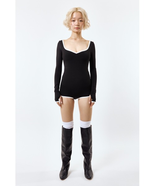 DLESS（ドレス）の「Sweetheartneck bodysuits/ハートネックロングスリーブボディスーツ（Tシャツ/カットソー・レディース・ベージュ系その他/ブラック×ホワイト・XS/S）」の8枚目の写真