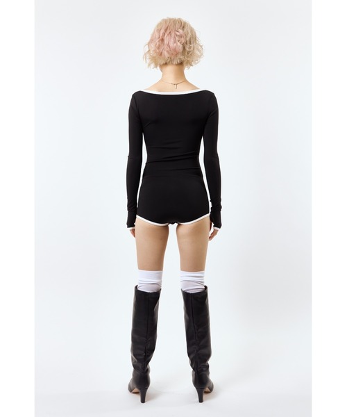 DLESS（ドレス）の「Sweetheartneck bodysuits/ハートネックロングスリーブボディスーツ（Tシャツ/カットソー・レディース・ベージュ系その他/ブラック×ホワイト・XS/S）」の10枚目の写真
