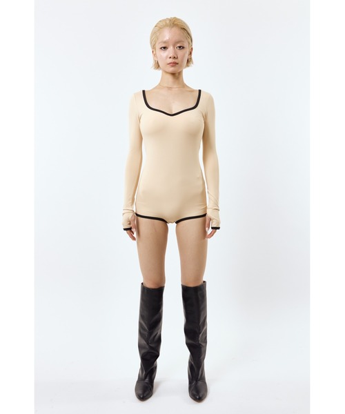 DLESS（ドレス）の「Sweetheartneck bodysuits/ハートネックロングスリーブボディスーツ（Tシャツ/カットソー・レディース・ベージュ系その他/ブラック×ホワイト・XS/S）」の11枚目の写真