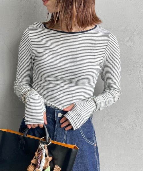 MILLER/ミラー] 別注 配色 パネルリブ ボートネックTシャツ（Tシャツ