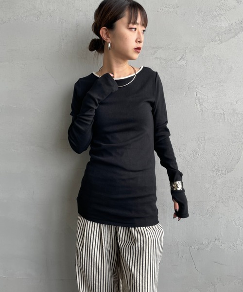 MILLER/ミラー] 別注 配色 パネルリブ ボートネックTシャツ（Tシャツ