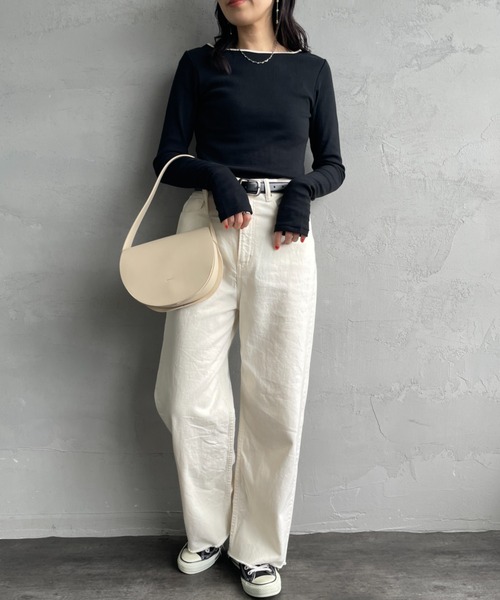 ⭐️引取りのみ⭐️美品⭐️ハンプトンミラー⭐️エレガント⭐️シャビー⭐️ MILLER/ミラー] 別注 配色 パネルリブ ボートネックTシャツ（Tシャツ