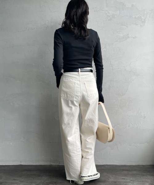 ⭐️引取りのみ⭐️美品⭐️ハンプトンミラー⭐️エレガント⭐️シャビー⭐️ MILLER/ミラー] 別注 配色 パネルリブ ボートネックTシャツ（Tシャツ