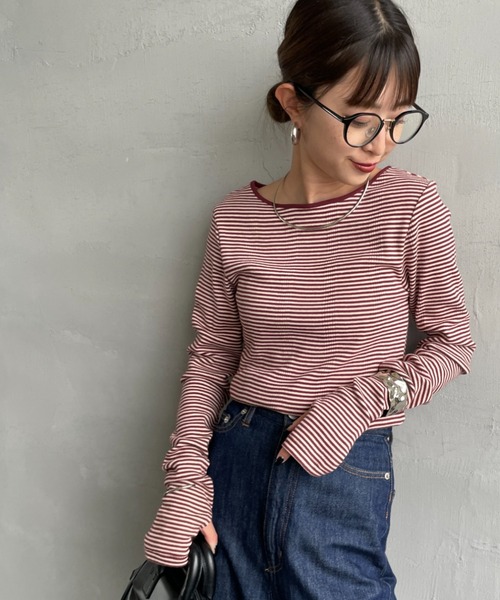 MILLER/ミラー] 別注 配色 パネルリブ ボートネックTシャツ（Tシャツ