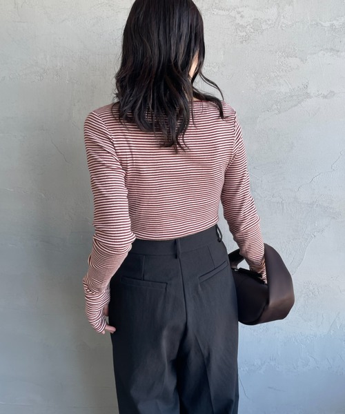 ⭐️引取りのみ⭐️美品⭐️ハンプトンミラー⭐️エレガント⭐️シャビー⭐️ MILLER/ミラー] 別注 配色 パネルリブ ボートネックTシャツ（Tシャツ