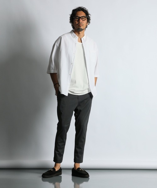 The DUFFER of ST.GEORGE(ザダファーオブセントジョージ)の「『WONDER SHAPE』PIQUE CROPPED:360°全方向高伸縮『ワンダーシェイプ』ピケ クロップドパンツ(チノパンツ・メンズ・チャコールグレー/ネイビー/カーキ/ライトグレー・MEDIUM/SMALL/X-LARGE/LARGE)」の6枚目の写真