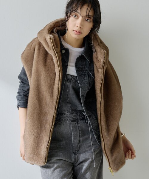 Whim Gazette（ウィムガゼット）の「ミンクフェイクファーブルゾン（その他アウター・レディース・ライトグレー/モカ・FREE）」の13枚目の写真
