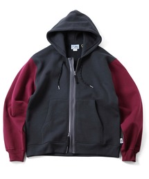 12oz ヘビー裏起毛スウェットトダブルジップパーカー
