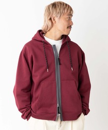 キャロウェイ ダブルジップ ボンディング パーカー 裏起毛 レッド 総柄 L FFEIN(フェイン)】ヘビーウエイトぼかしロゴジップパーカー