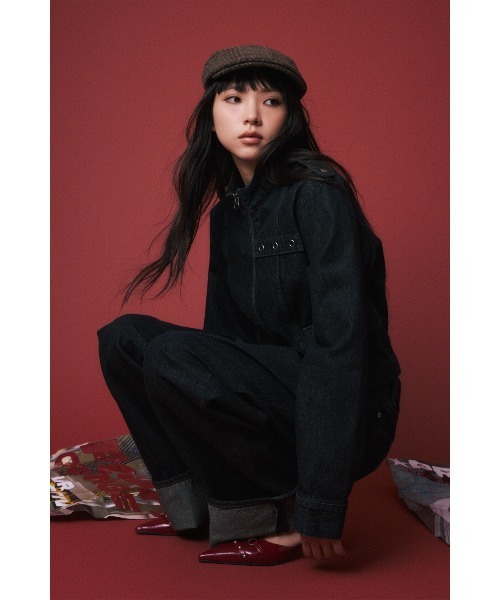 LAGUA GEM（ラグアジェム）の「STAND NECK ZIP デニムジャケット（デニムジャケット・レディース・ブルー/ブラック・FREE）」の5枚目の写真