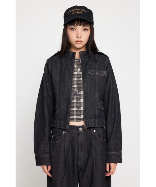 LAGUA GEM（ラグアジェム）の「STAND NECK ZIP デニムジャケット（デニムジャケット・レディース・ブルー/ブラック・FREE）」の7枚目の写真