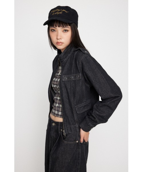 LAGUA GEM（ラグアジェム）の「STAND NECK ZIP デニムジャケット（デニムジャケット・レディース・ブルー/ブラック・FREE）」の9枚目の写真