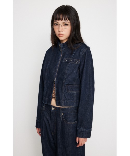 LAGUA GEM（ラグアジェム）の「STAND NECK ZIP デニムジャケット（デニムジャケット・レディース・ブルー/ブラック・FREE）」の13枚目の写真
