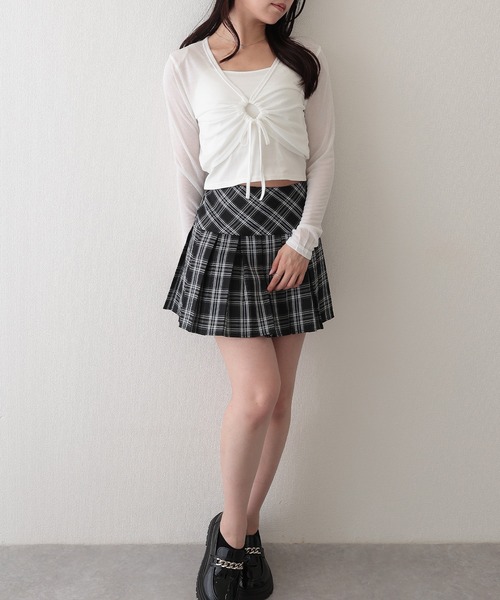 Lace Ladies(レースレディース)の「フロント ドロスト 長袖 ショート トップス キャミソール 2点セット(アンサンブル・レディース・ホワイト/アイボリー/モカ/ブラック・FREE)」の11枚目の写真