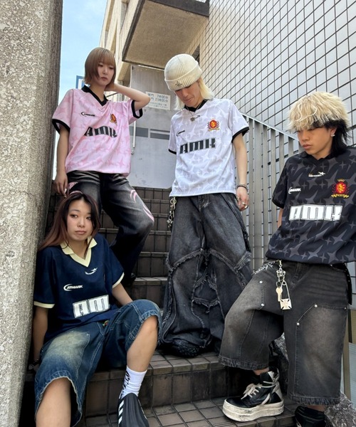 ATMARK(アットマーク)の「《2サイズ展開 / UNISEX 》AMKロゴ ゲームシャツ(Tシャツ/カットソー・メンズ・ホワイト/ネイビー/ブラック/ピンク・LARGE/MEDIUM)」の5枚目の写真