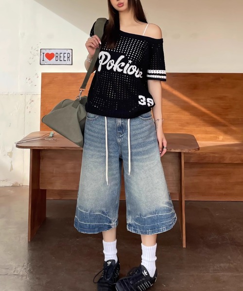 Sibra(シブラ)の「配色パイピングショートシャツ(ニット/セーター・レディース・アイボリー/ブラック・M)」の9枚目の写真