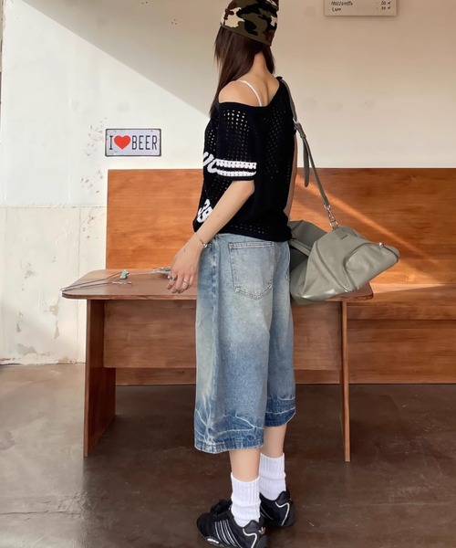 Sibra(シブラ)の「配色パイピングショートシャツ(ニット/セーター・レディース・アイボリー/ブラック・M)」の10枚目の写真