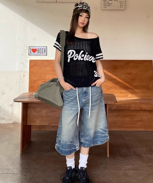 Sibra(シブラ)の「配色パイピングショートシャツ(ニット/セーター・レディース・アイボリー/ブラック・M)」の11枚目の写真