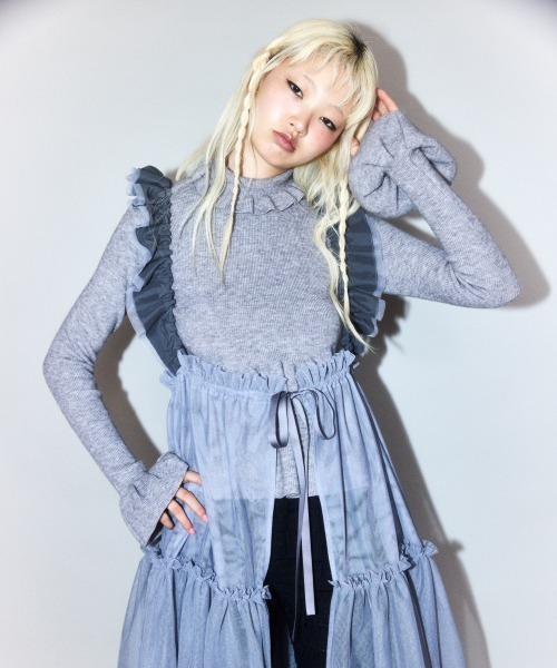 Candy Stripper（キャンディストリッパー）の「PEPLUM TURTLE ニット（ニット/セーター・レディース・ヘザーグレー/アイボリー/ブラック・FREE）」の3枚目の写真