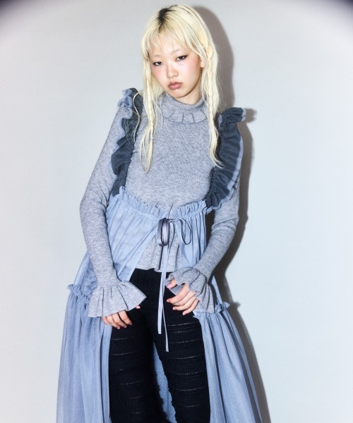 Candy Stripper（キャンディストリッパー）の「PEPLUM TURTLE ニット（ニット/セーター・レディース・ヘザーグレー/アイボリー/ブラック・FREE）」の9枚目の写真