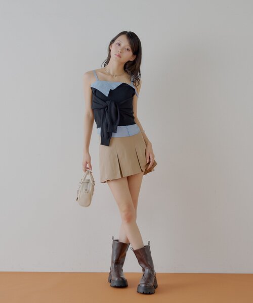 Chico（チコ）の「紐取り外しフロント巻きニットベア（キャミソール・レディース・グレー/ベージュ/ブラック・FREE）」の10枚目の写真