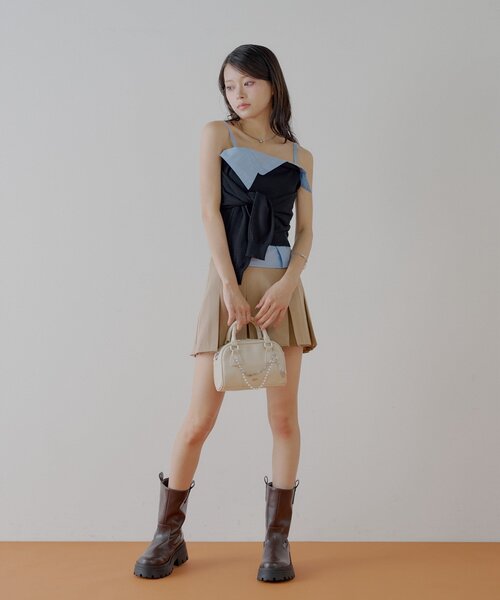 Chico（チコ）の「紐取り外しフロント巻きニットベア（キャミソール・レディース・グレー/ベージュ/ブラック・FREE）」の13枚目の写真